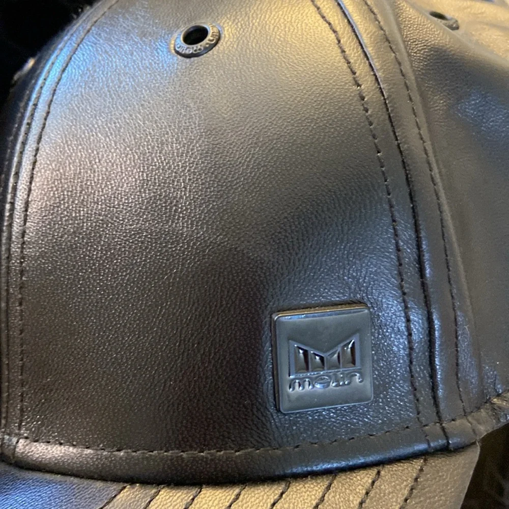 MELIN The Voyage Black Nappa Leather 6 Panel Cap.